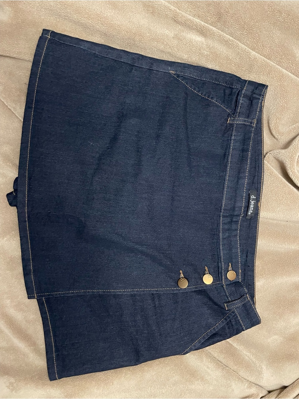 D Jeans Dark Indigo Denim Mini Skort with Button Front